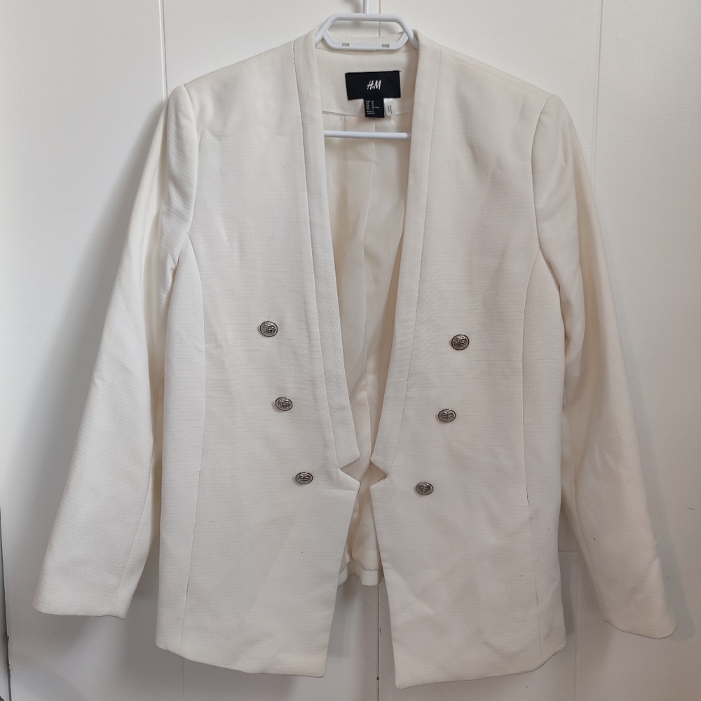 H&M white blazor